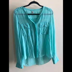 Aritzia silk gauze top in beautiful turquoise
